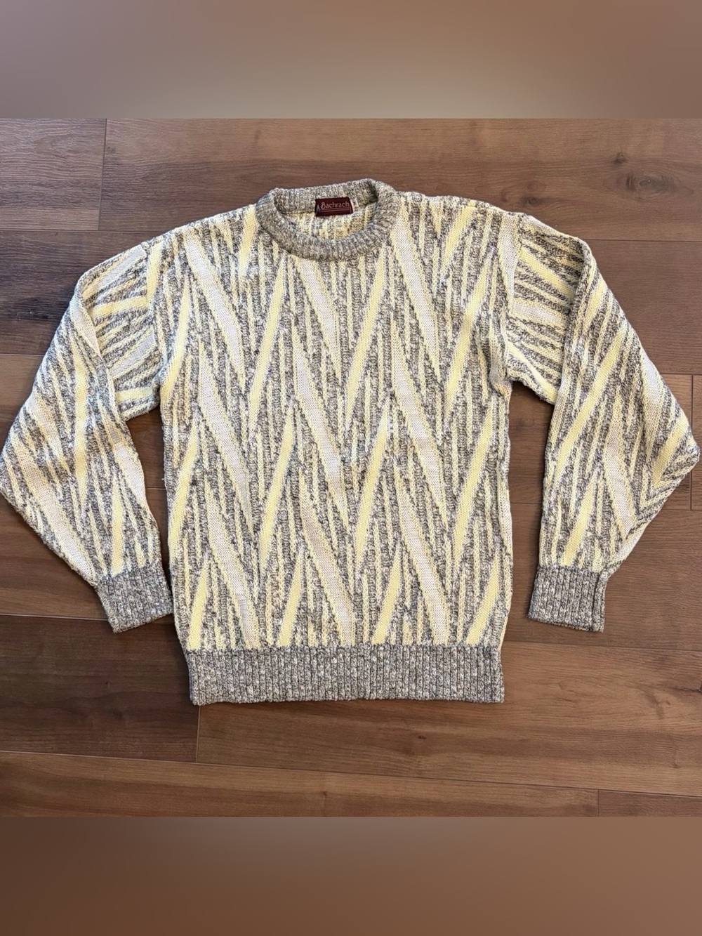 Vintage 90s USA Bachrach Textured 3D Knit Coogi Style Sweater Mens Medium Cotton
